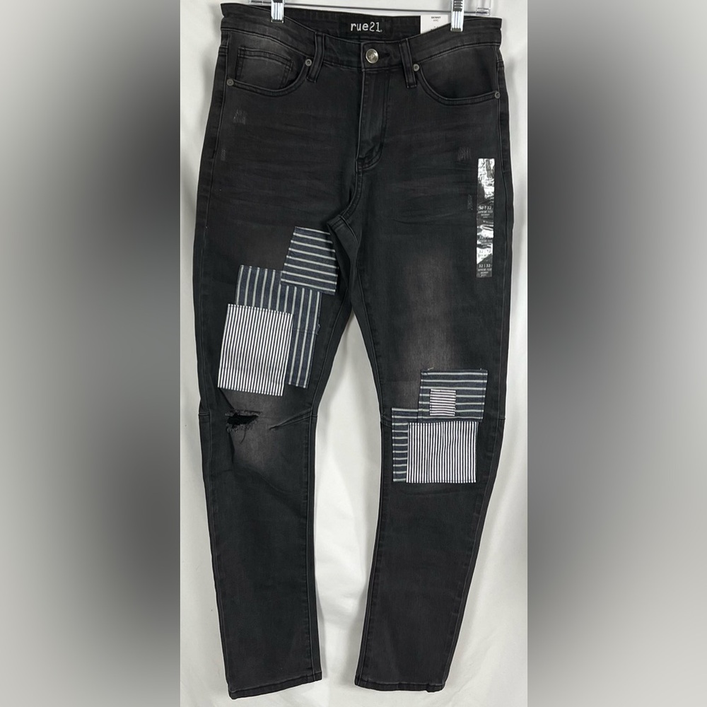 Rue 21 Jeans Men's 32X32 Black Skinny Arc Supreme Flex Premium Distressed
